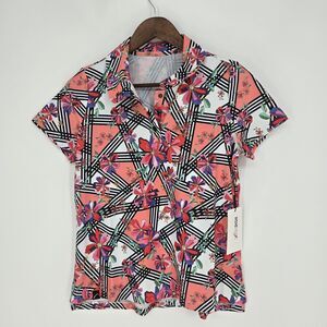 NWT SwingDish Floral Short Sleeve Womens Golf Shirt M